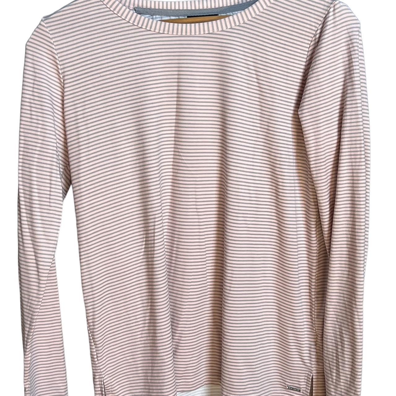 Tahari pink and grey striped long sleeves