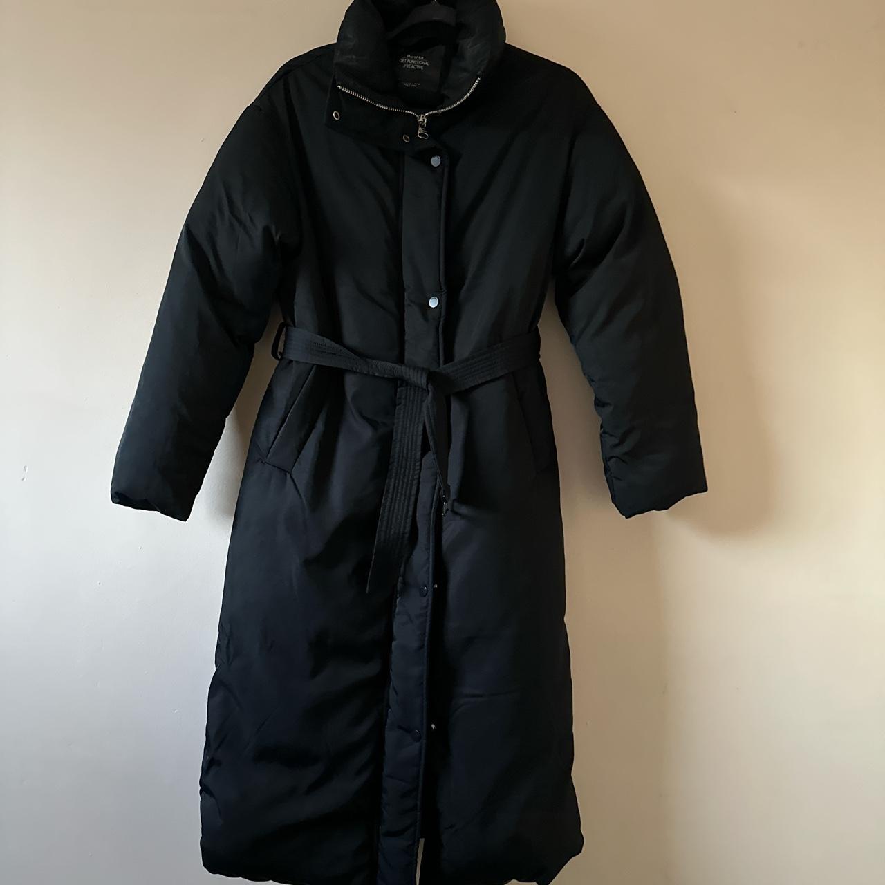 Bershka Women's Black Coat | Depop