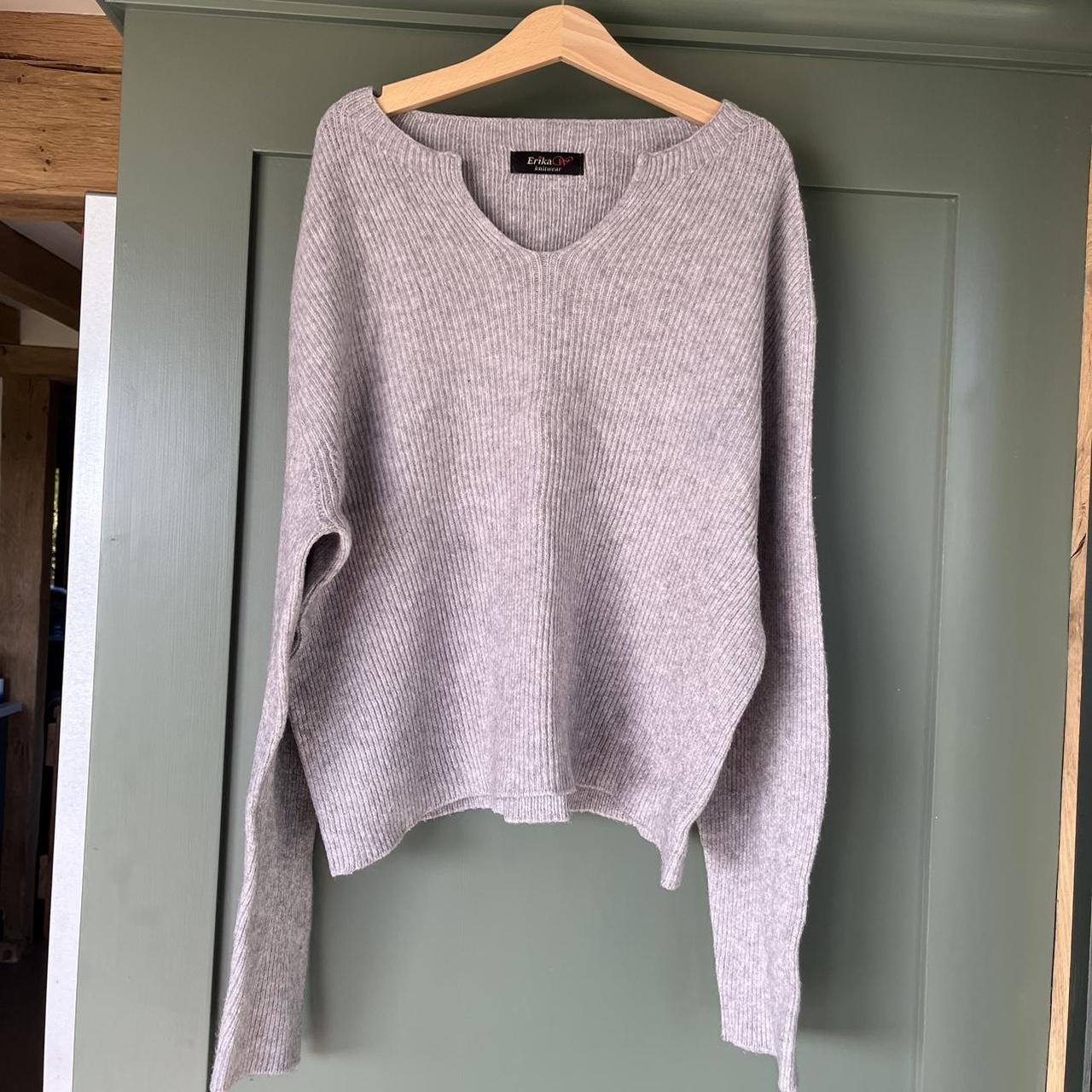 slightly cropped grey jumper from Erika knitwear - Depop