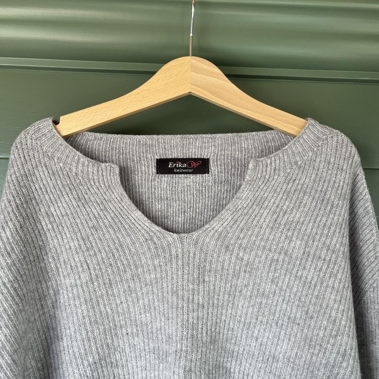 slightly cropped grey jumper from Erika knitwear - Depop