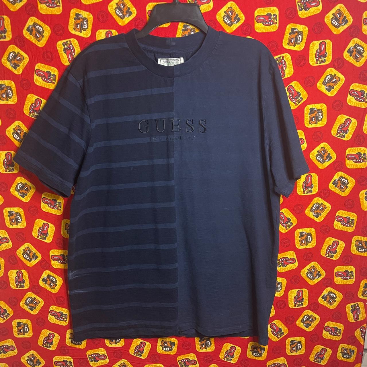 Black and blue striped guess shirt hotsell