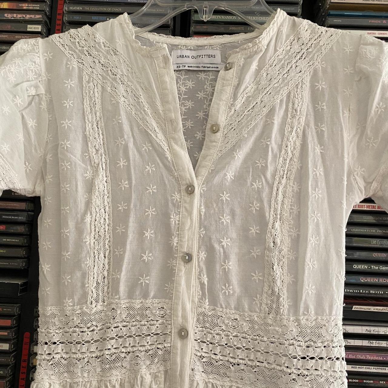 STUNNING white lace button up midi dress Tagged... - Depop