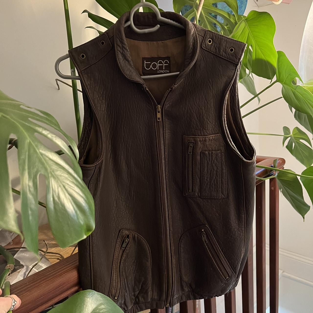 Vintage Brown Leather Vestwaistcoatgilet Depop 5905