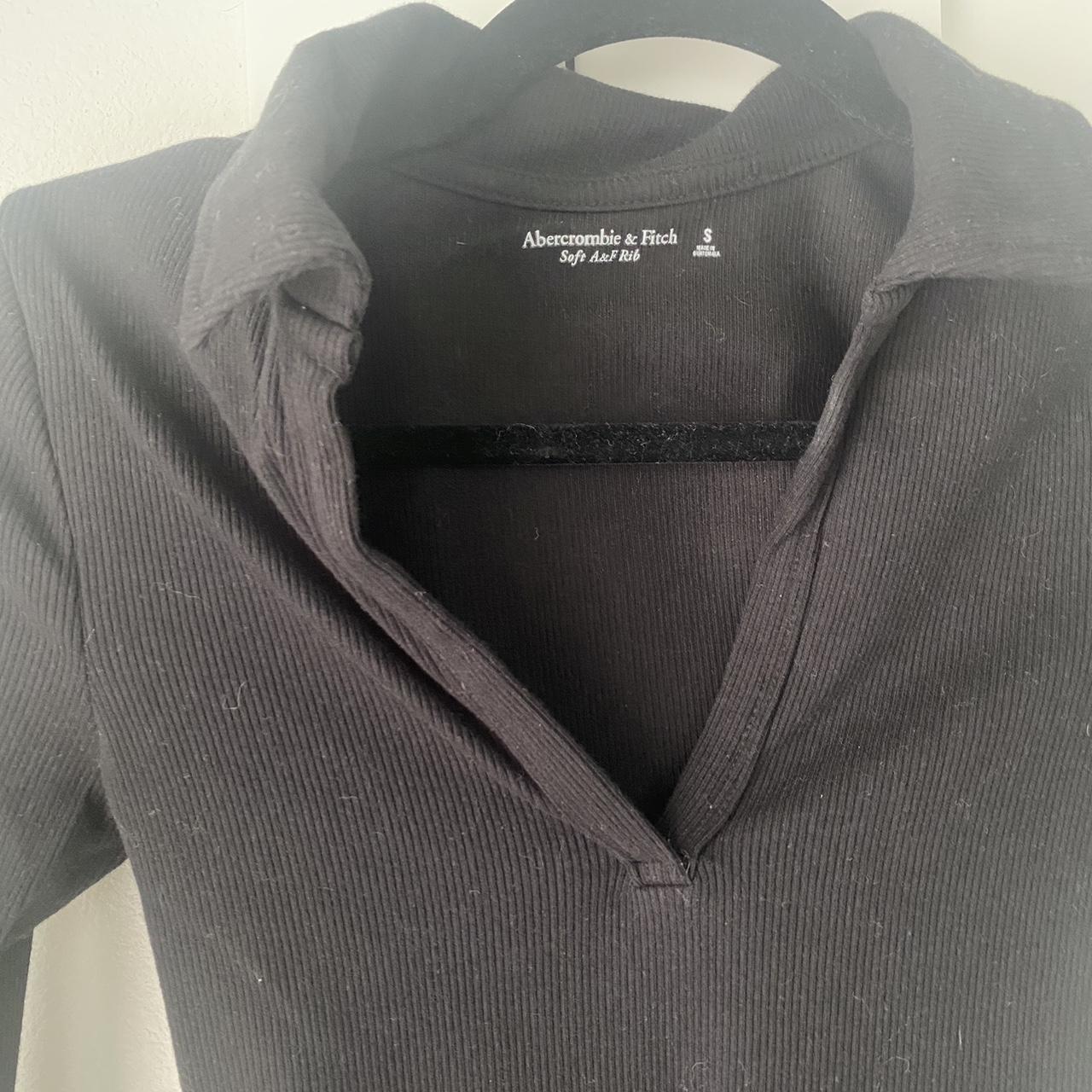 Abercrombie & Fitch Soft A&F Rib long sleeve collar... - Depop