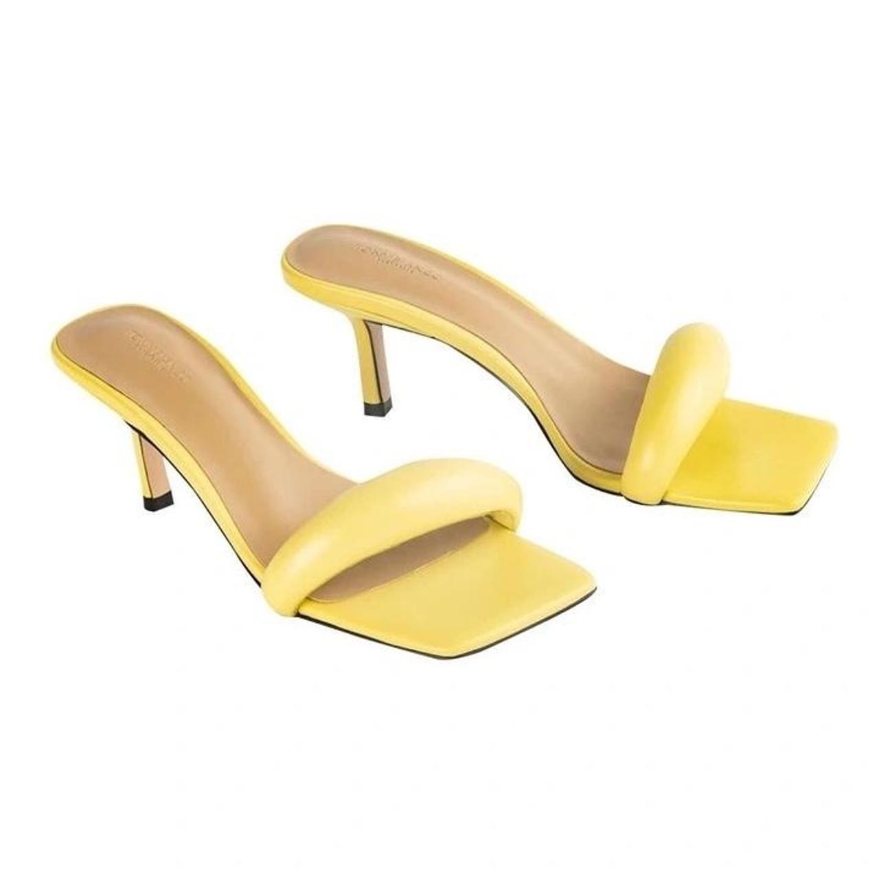 Tony Bianco Angel yellow leather mule 6.5 cm... Depop