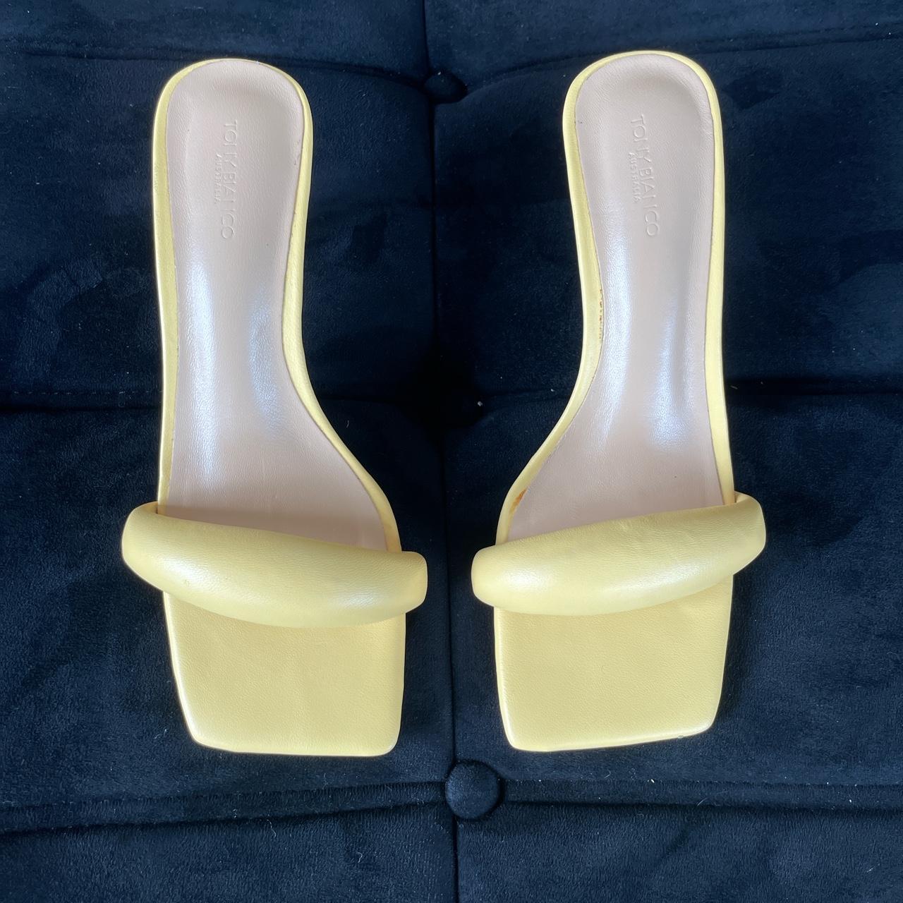 Tony Bianco Angel yellow leather mule 6.5 cm... Depop