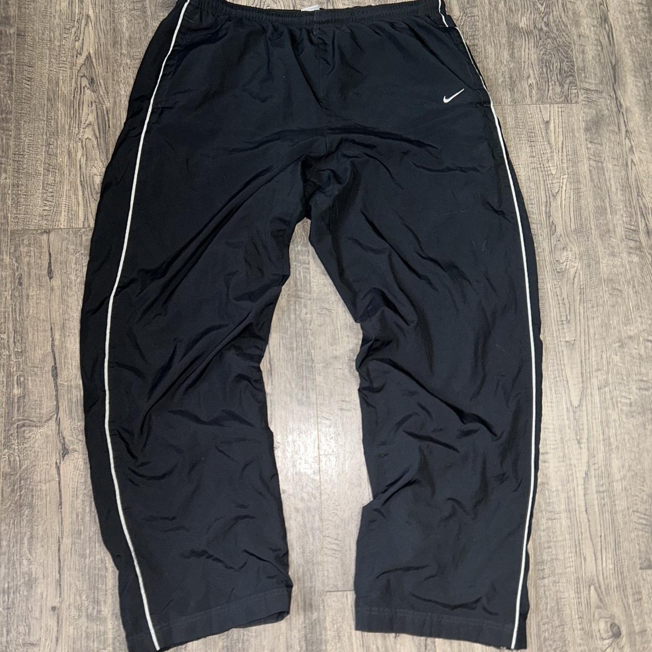 Y2K Black and white Nike track pants | Depop