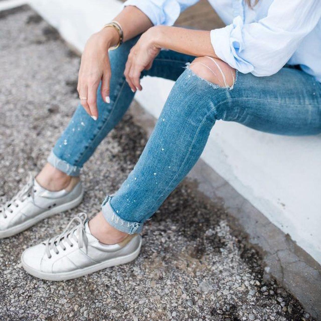 Joie Women's Dakota Sneaker in Silver Metallic Size - Depop
