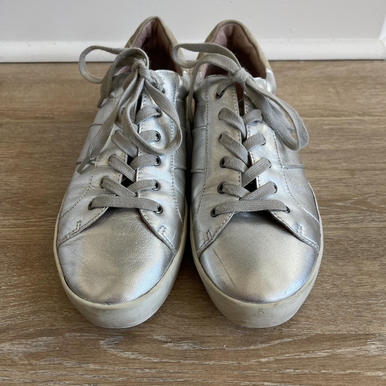 Joie Women's Dakota Sneaker in Silver Metallic Size - Depop