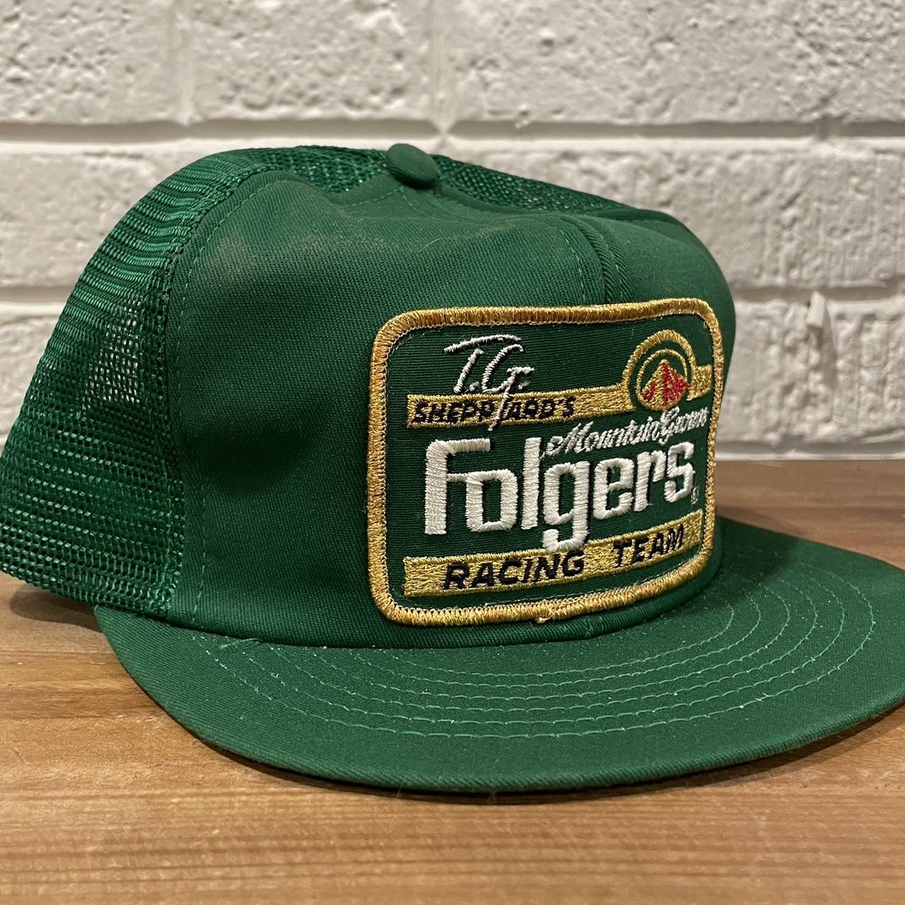 1980’s NASCAR Folgers racing team trucker hat. Never... - Depop