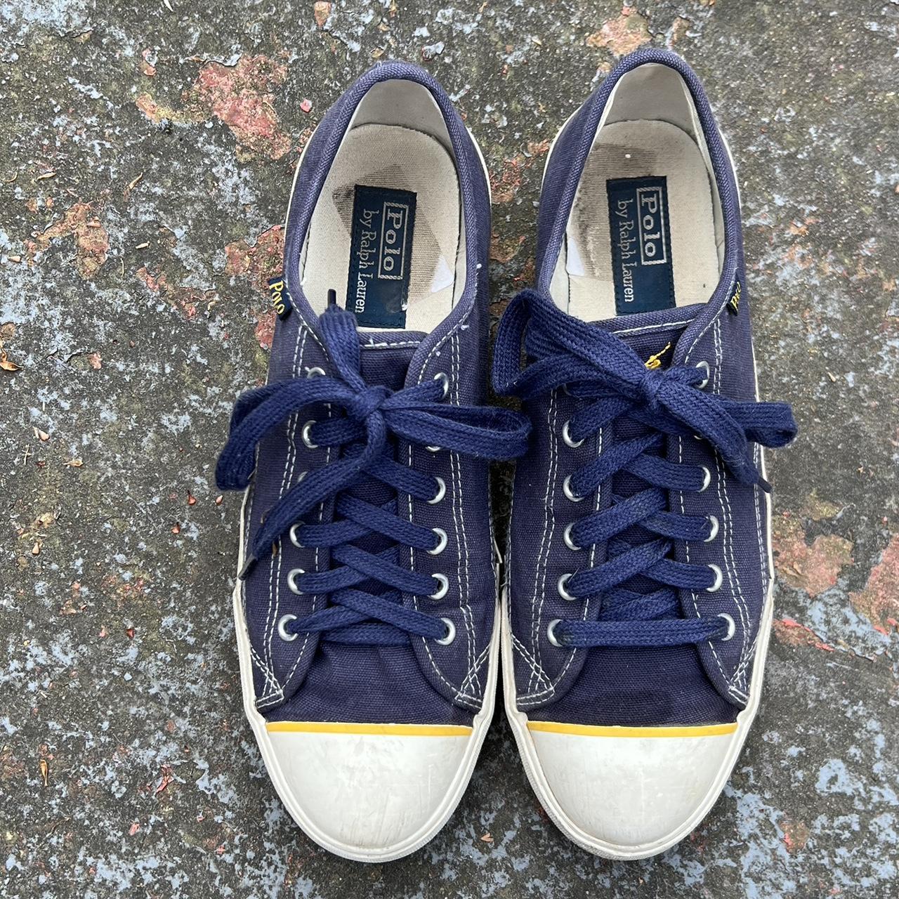 Navy Polo Canvas Sneakers. Size 11, I wear 10.5... - Depop