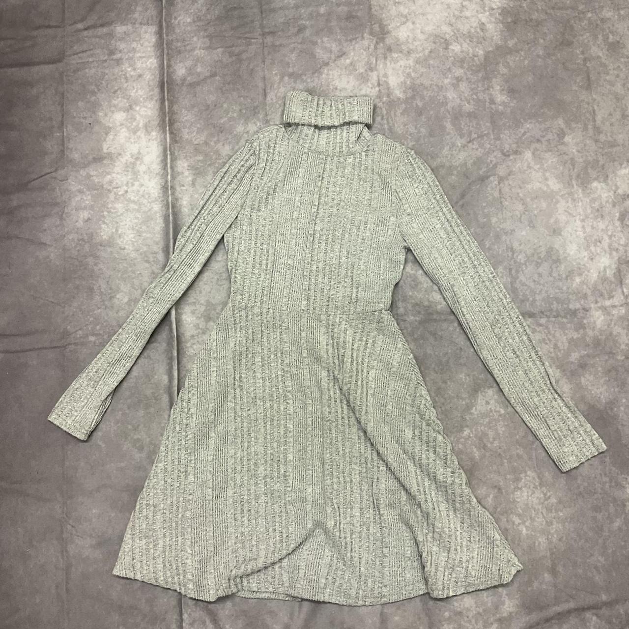 Grey turtle neck short dress #dress #sweaterdress - Depop