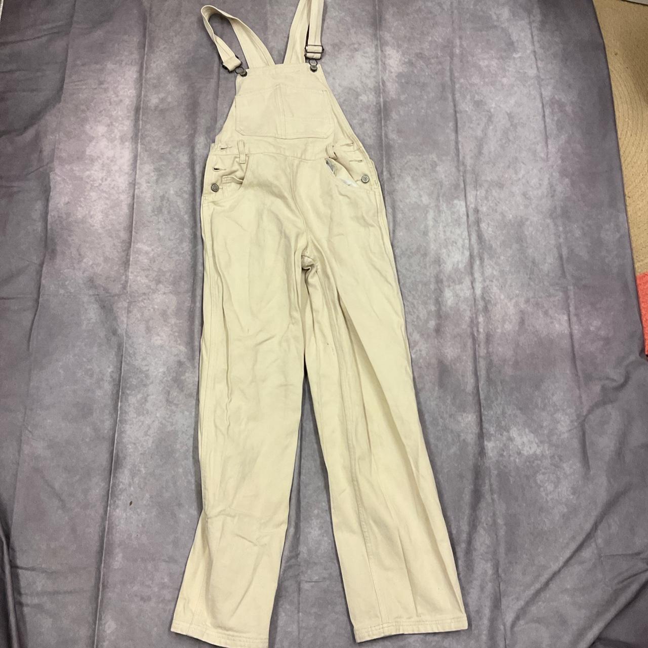 Cream denim overalls Depop