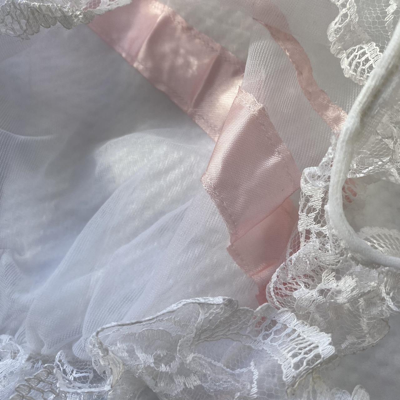 White and baby pink lace babydoll top ! Can be worn... - Depop