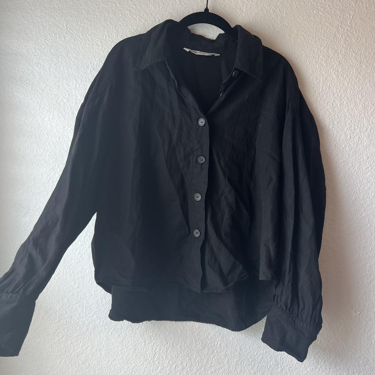 black button up shirt zara button up shirt,... - Depop