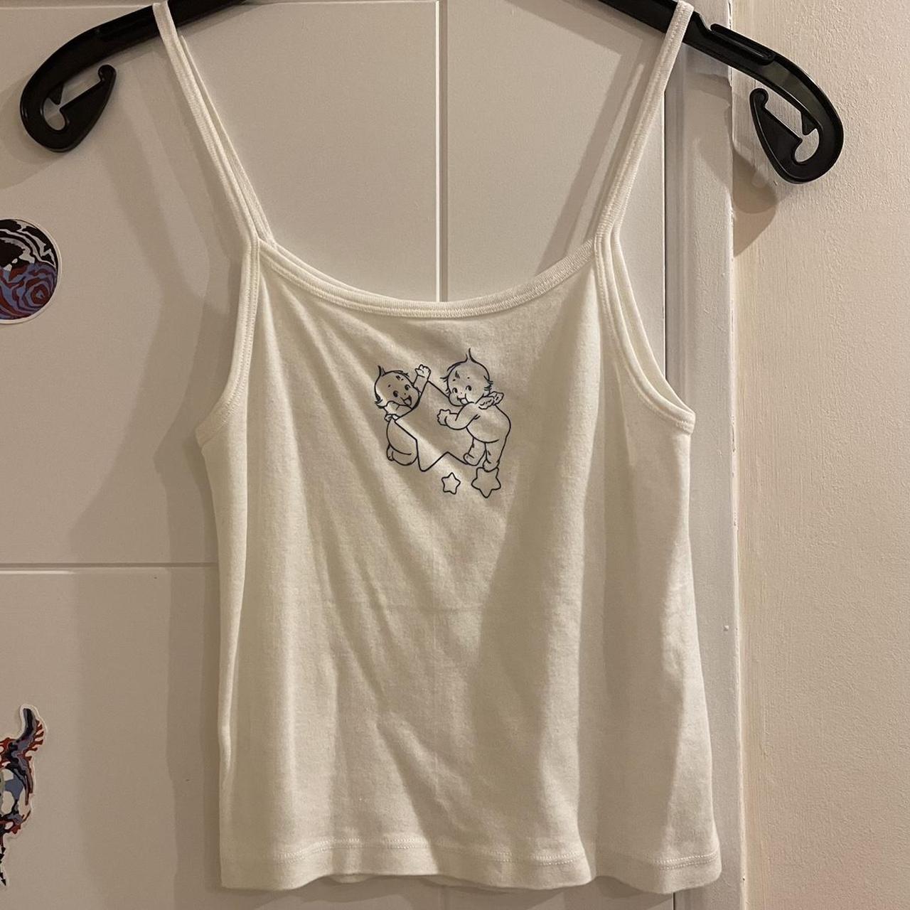 Brandy Melville cute baby and stars white tank top... Depop