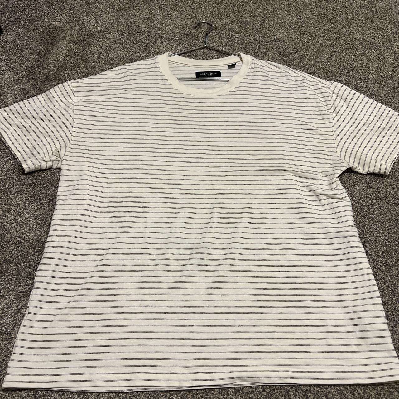 ALLSAINTS Men’s Striped Tee - Depop