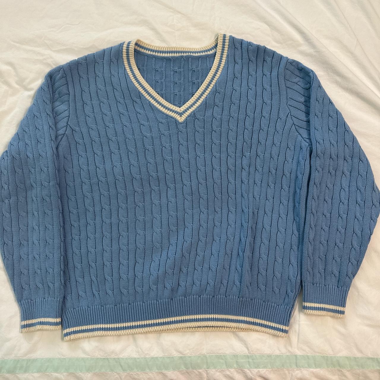 Brandy Melville Cable Knit V Neck Sweater #brandy - Depop