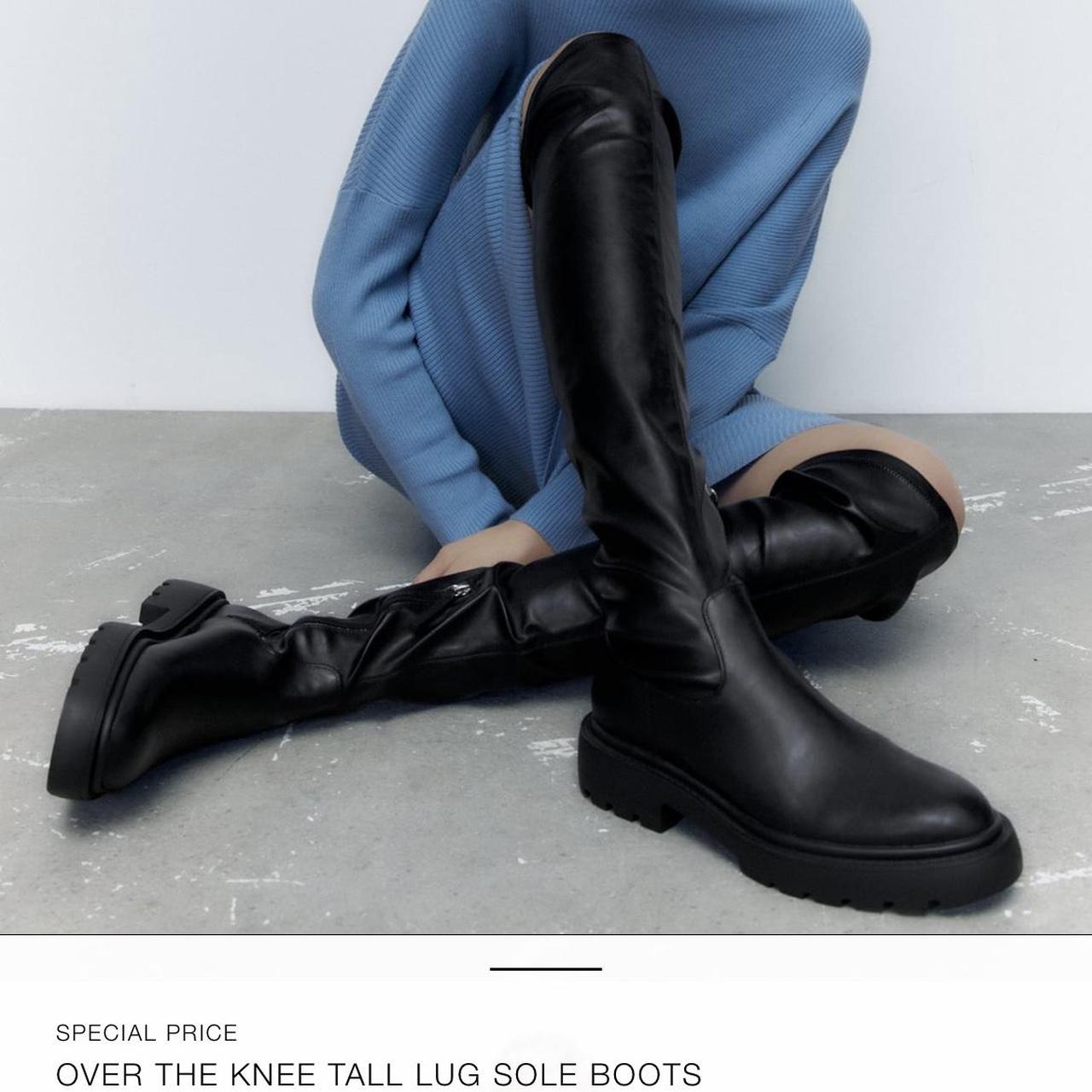 Tall lug soled boots cheap zara