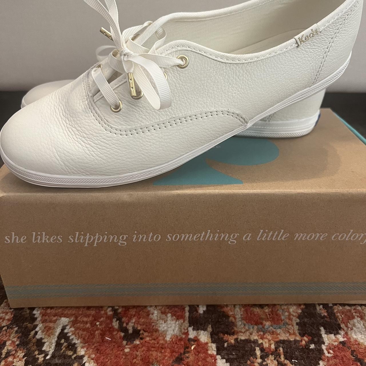 Kate Spade Keds cream leather with ribbon shoe laces... Depop