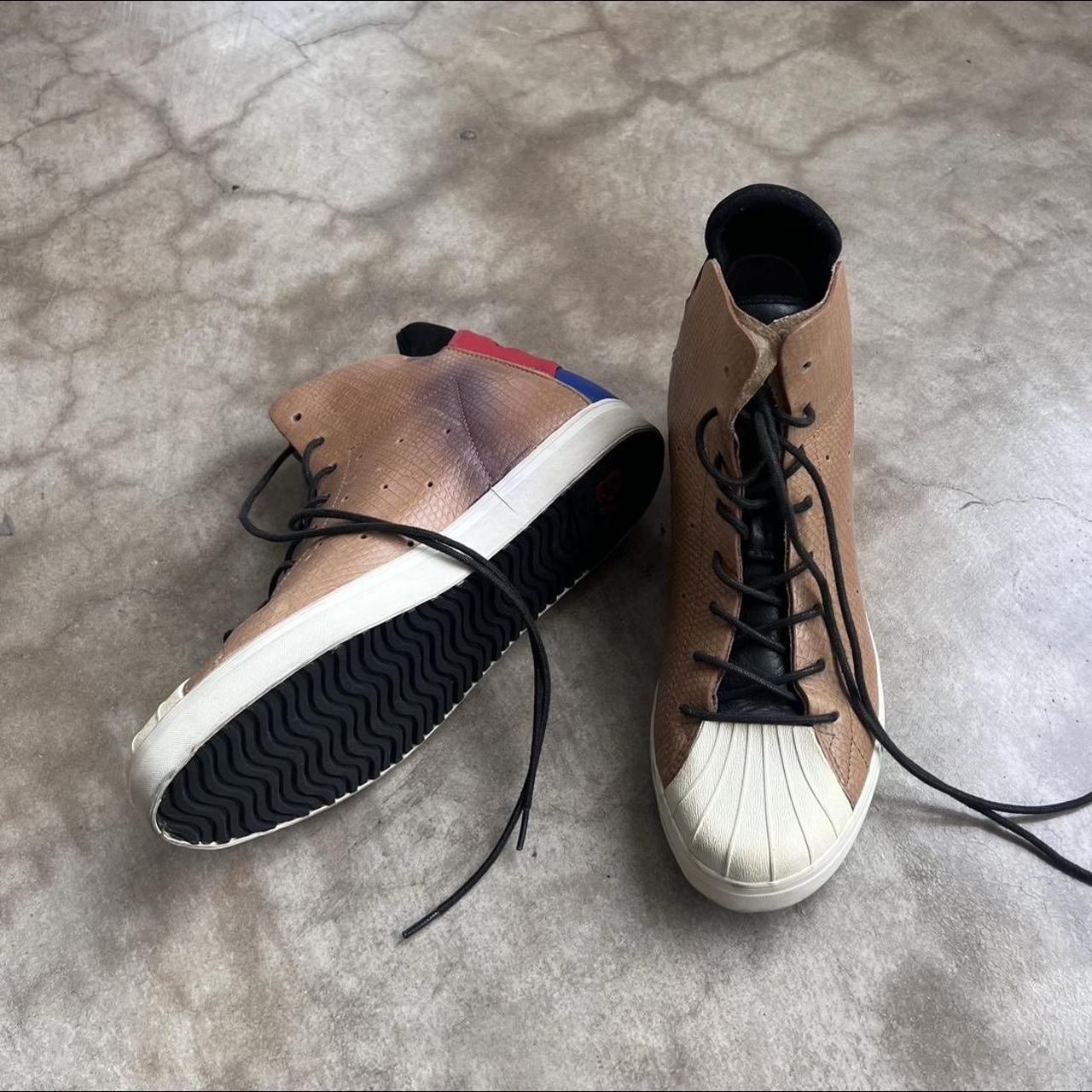 Brand new Y3 brown red and blue sneakers - Depop