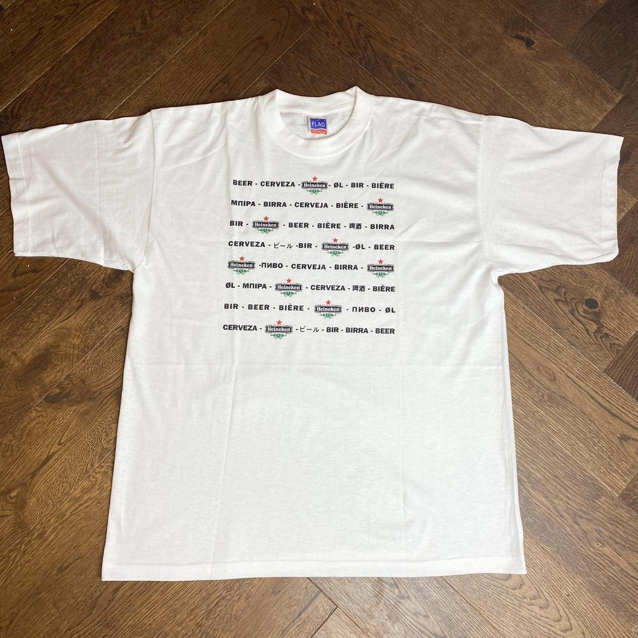 Deadstock y2k heineken promotional beer printed t... - Depop