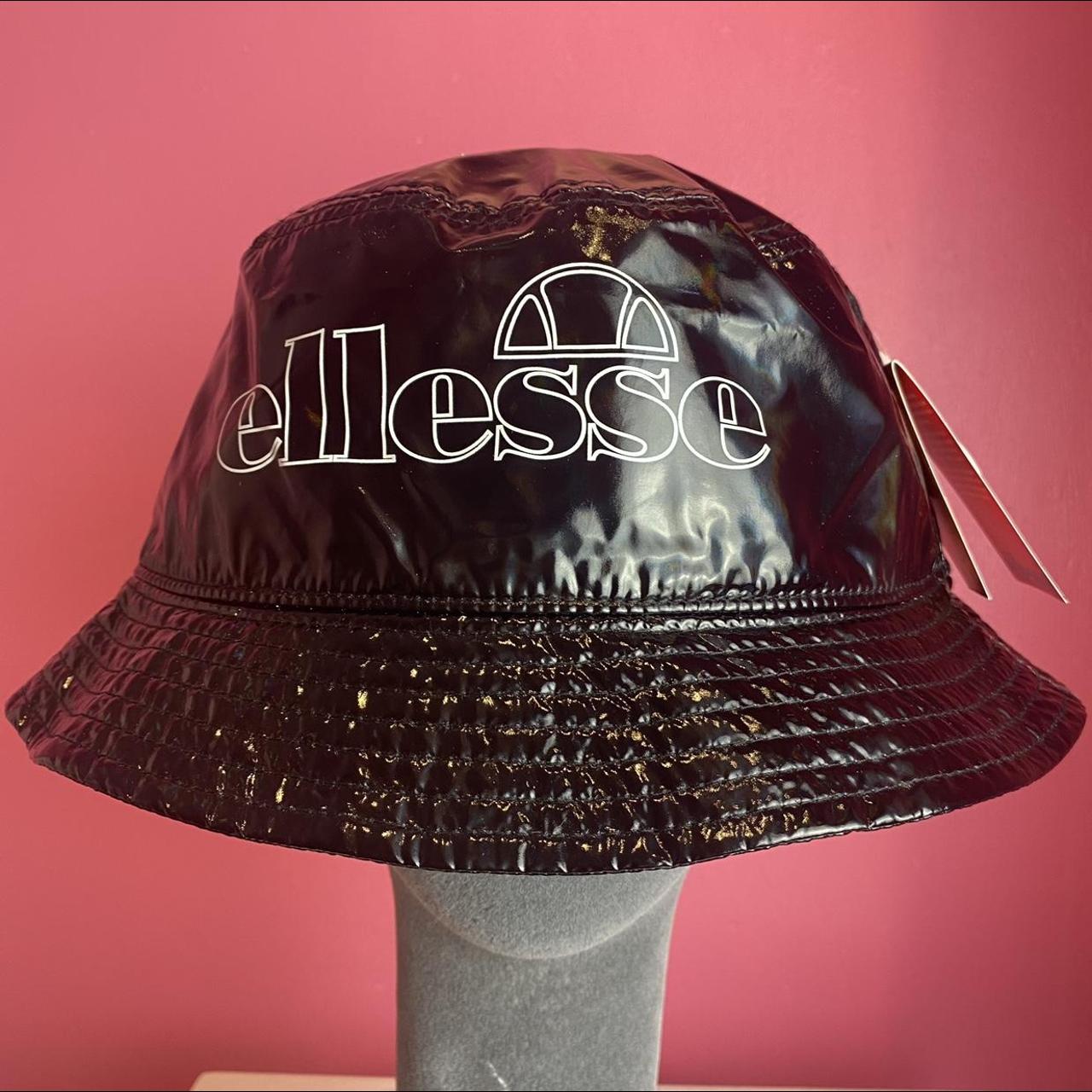Ellesse bucket hat black shiny pvc style fabric... Depop