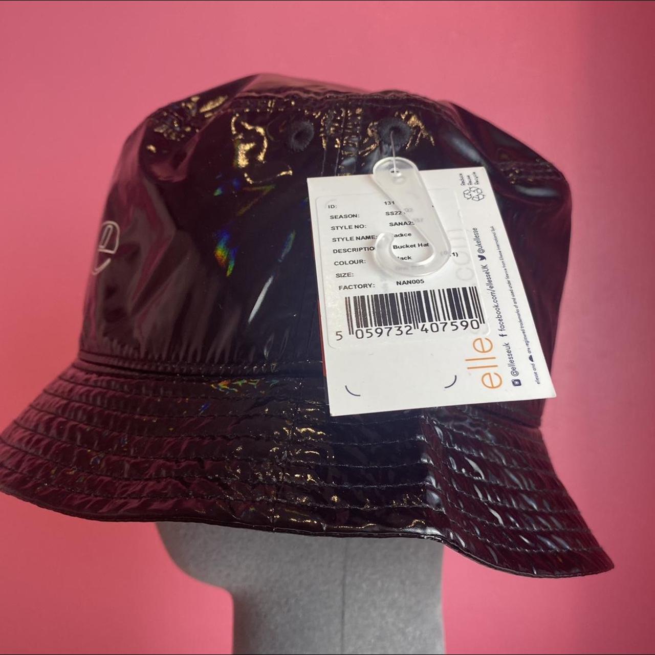 Ellesse bucket hat black shiny pvc style fabric... Depop