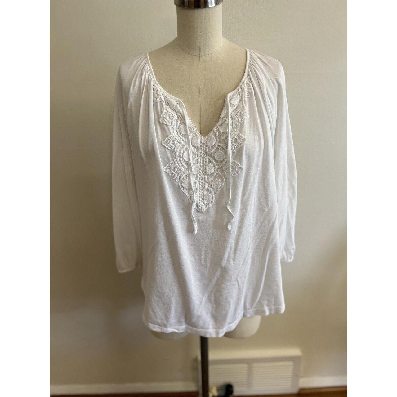 Chaps Women's White Blouse | Depop