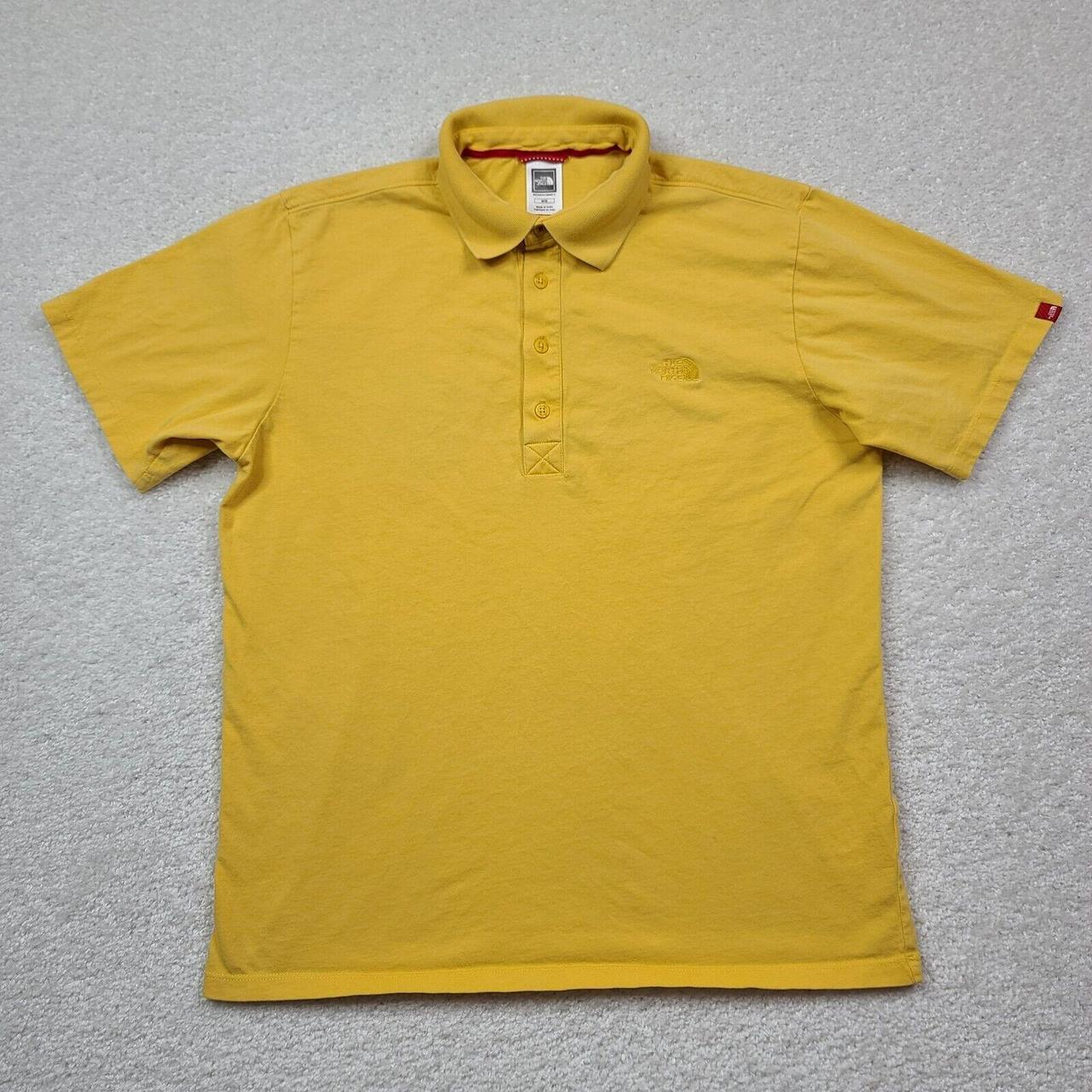 The North Face Polo Shirt Men's Medium Yellow Logo... - Depop