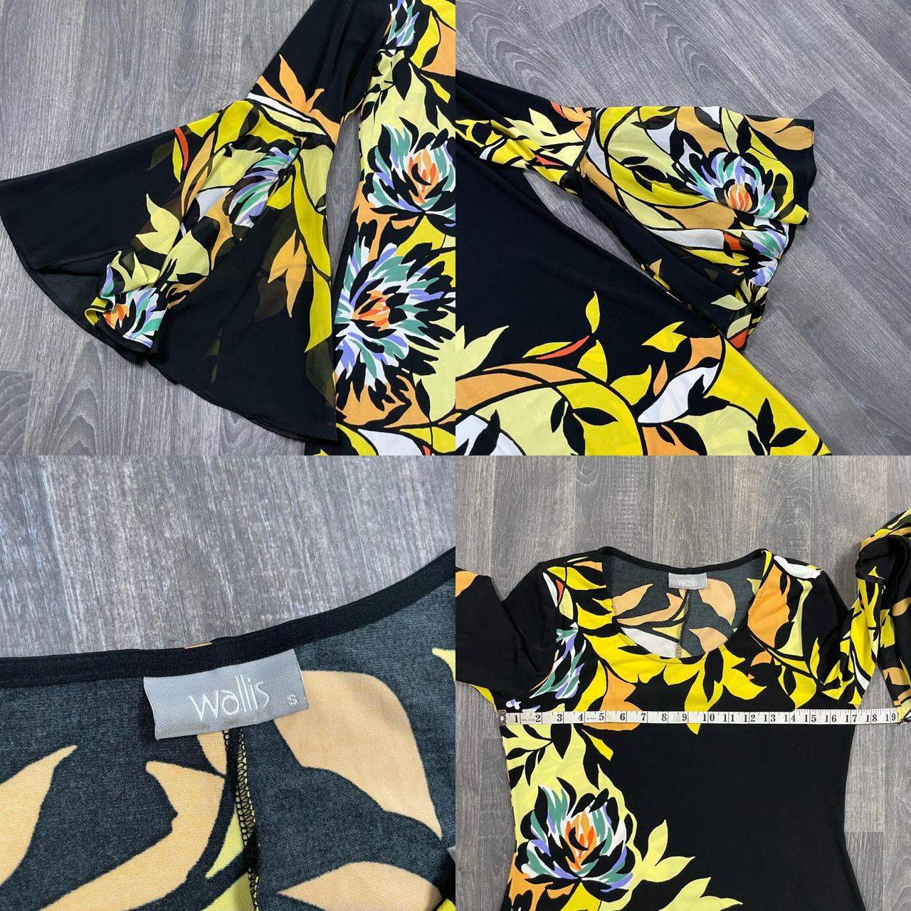 Wallis Women's Black and Yellow Dress | Depop