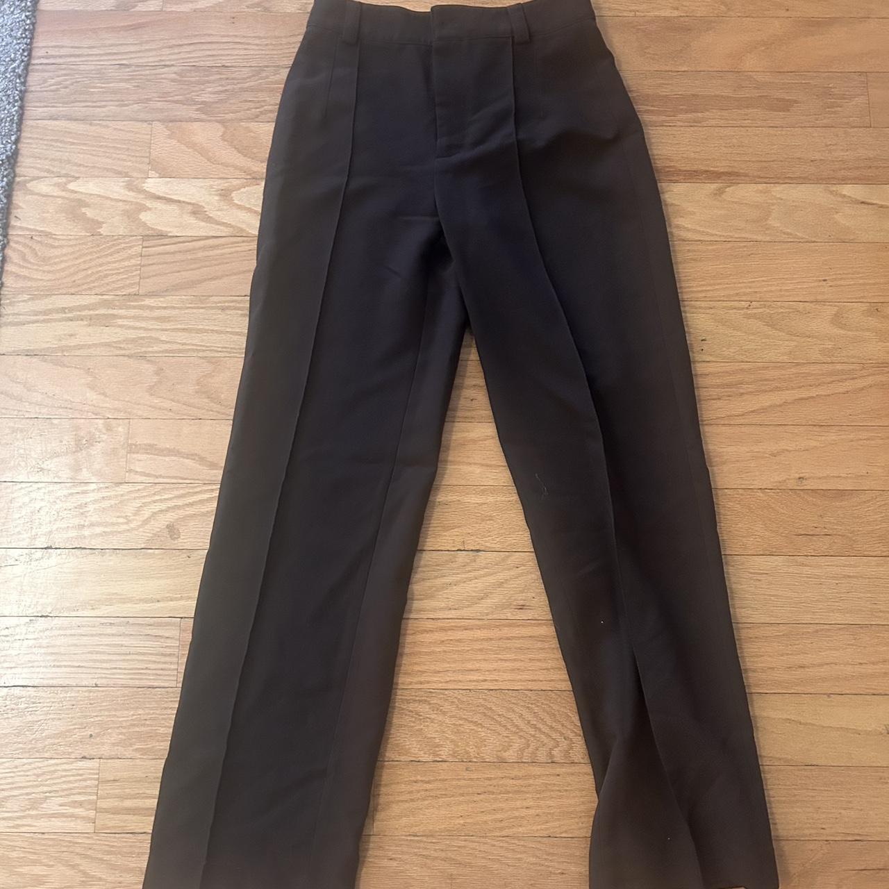 Zara women's pleated trouser, chocolate brown,... - Depop