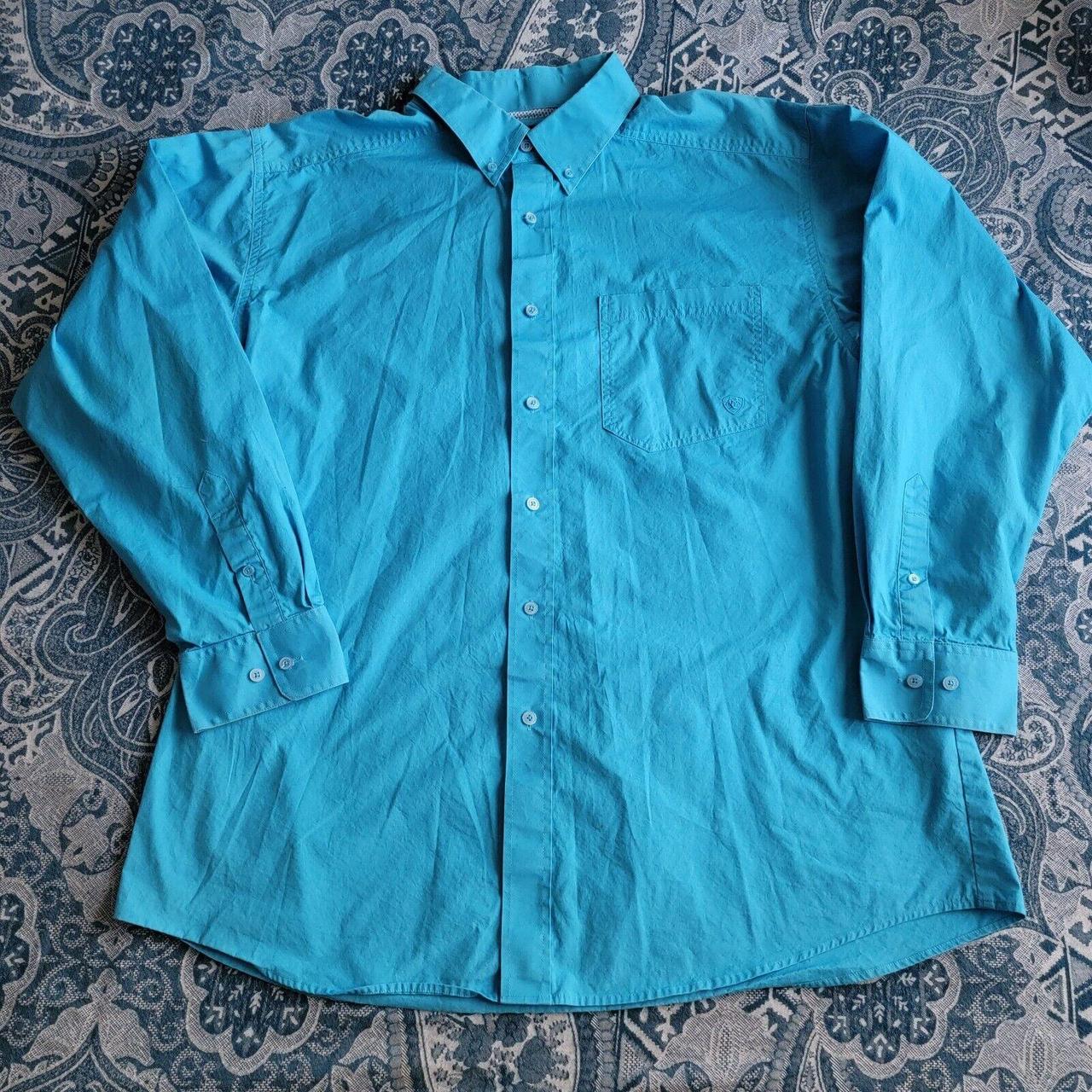 Ariat Pro Series Button Up Shirt Mens XL Blue Long... - Depop