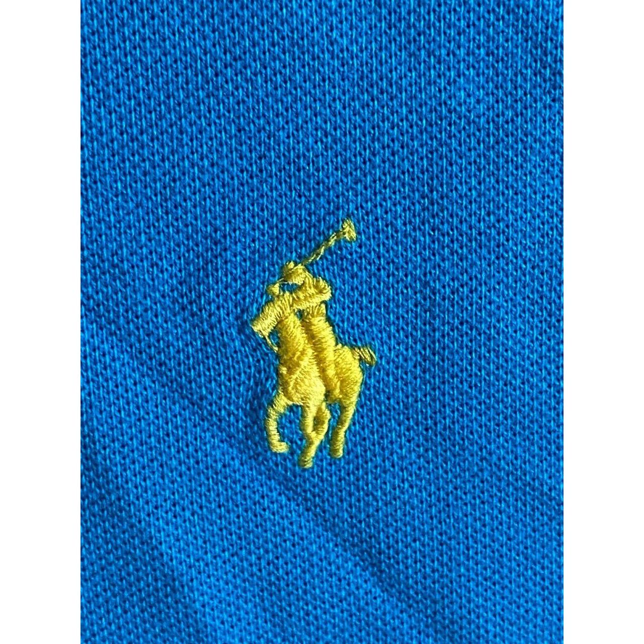 Blue polo shirt with yellow clearance horse