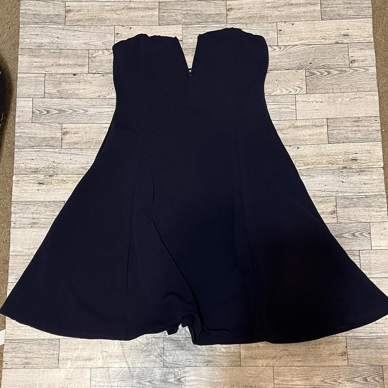 Charlotte Russe Navy Blue Strapless Low Cut V Neck