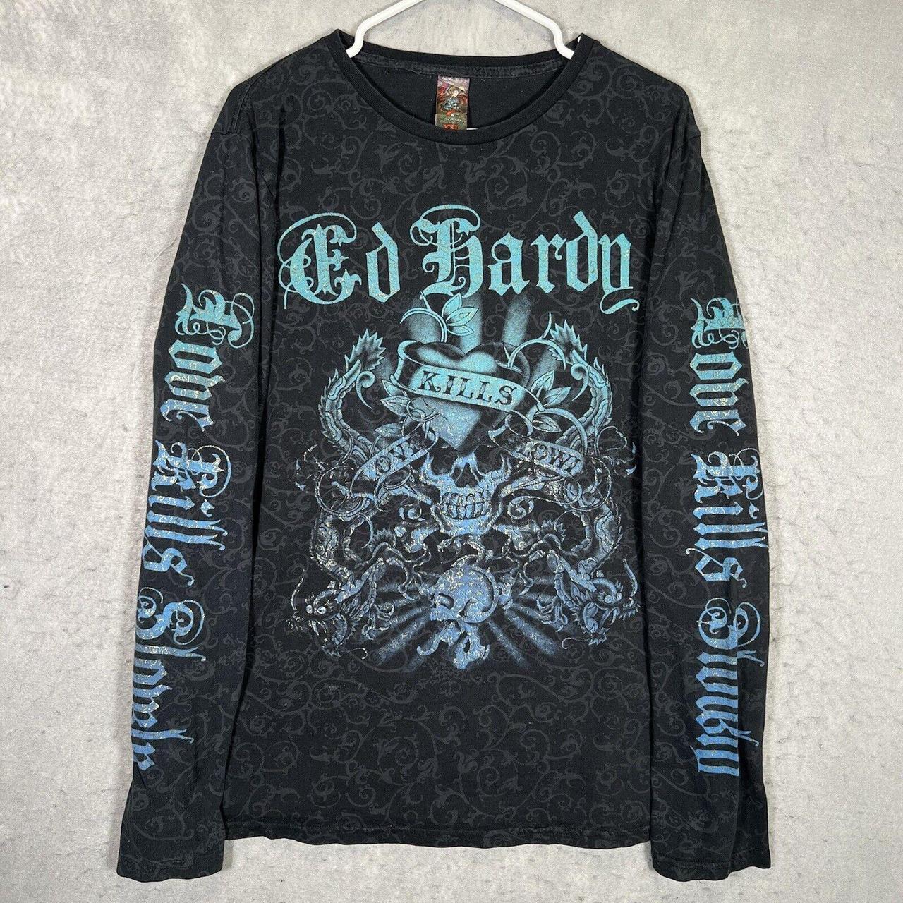 Ed Hardy Men's Black Sweatshirt | Depop