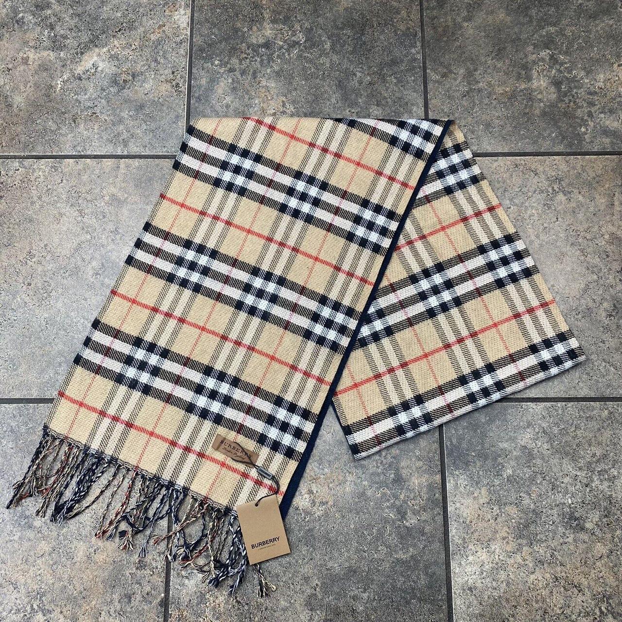 Burberry Men's Navy and Blue Scarf-wraps | Depop