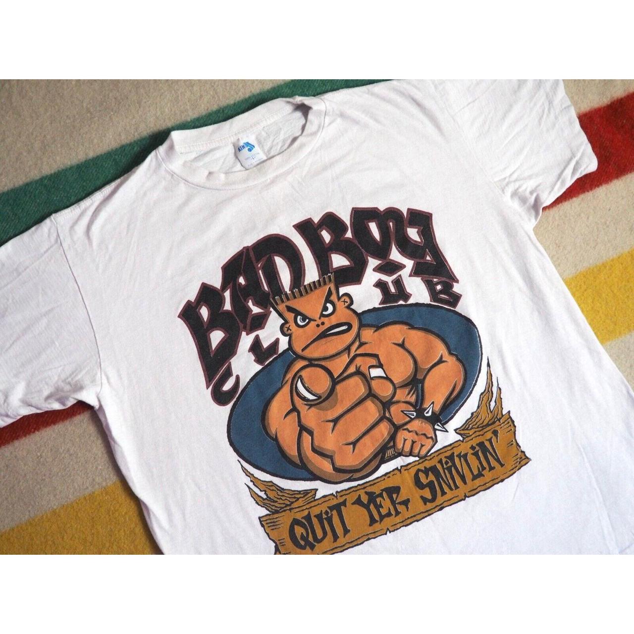 VTG 90S BAD BOY CLUB WEIGHTLIFTING GYM WORKOUT WHITE... Depop