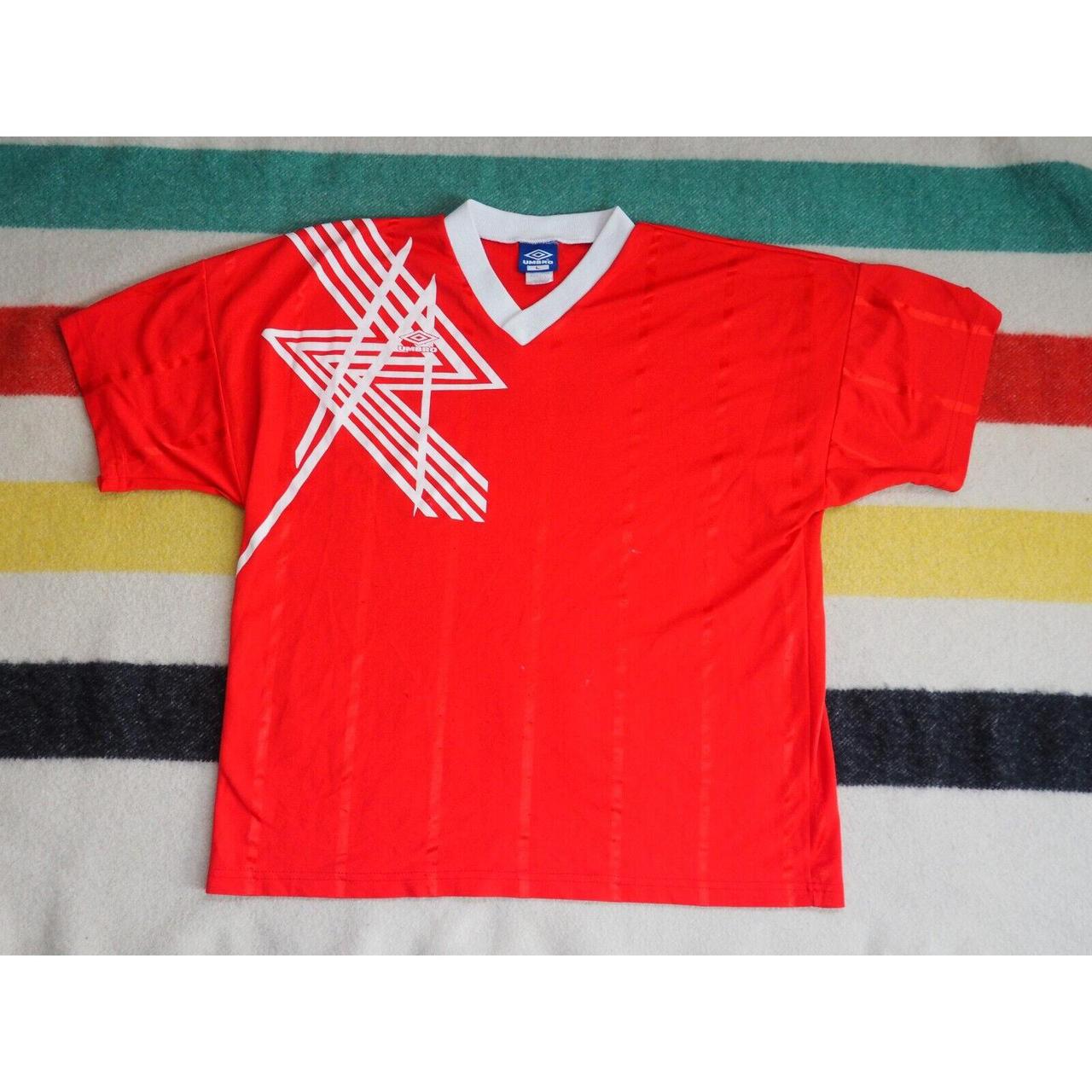 Vintage 80s 90s Soccer Jersey Sport Athletic Polo Shirt Red 