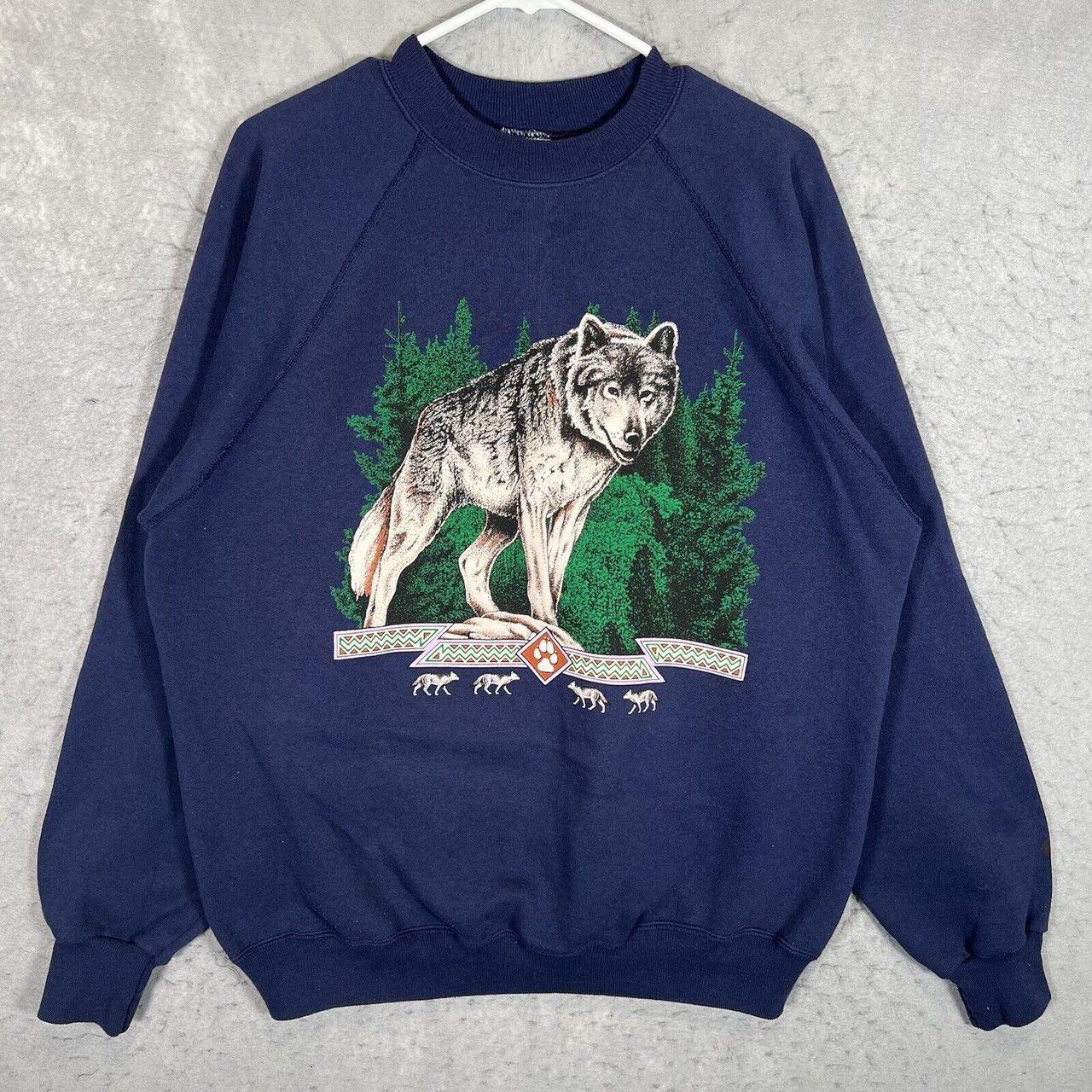 Vintage 90's New England Patriots sweater w/ Wolf - Depop