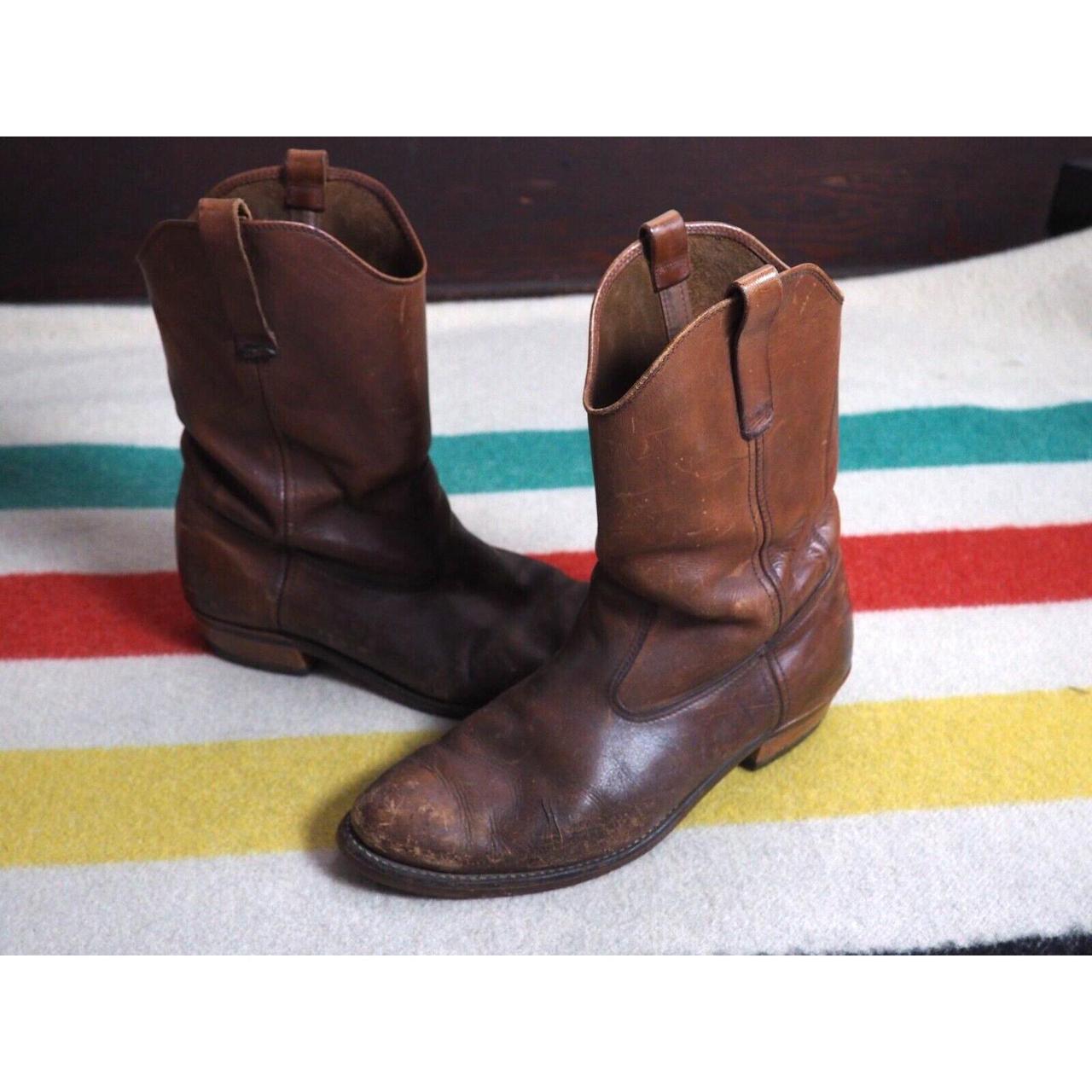 VTG 70S RED WING PECOS BROWN LEATHER COWBOY WESTERN... - Depop