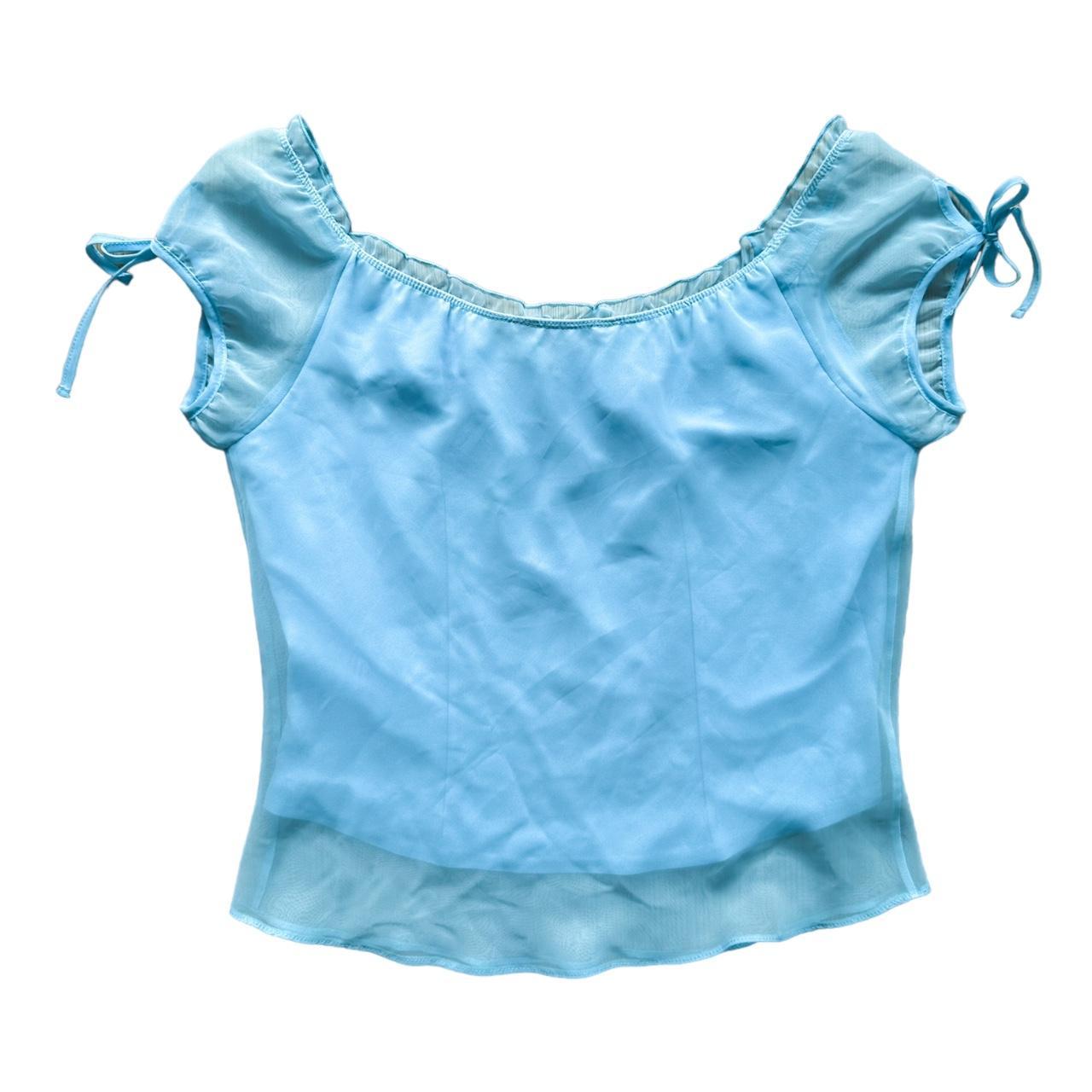 Vintage 90s Y2k Dorothy Perkins Baby Blue Bow... - Depop