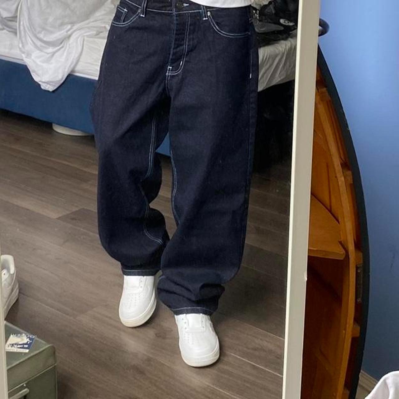Baggy blue jeans. White stitching 🛹 Size W34 L32 🛹... Depop