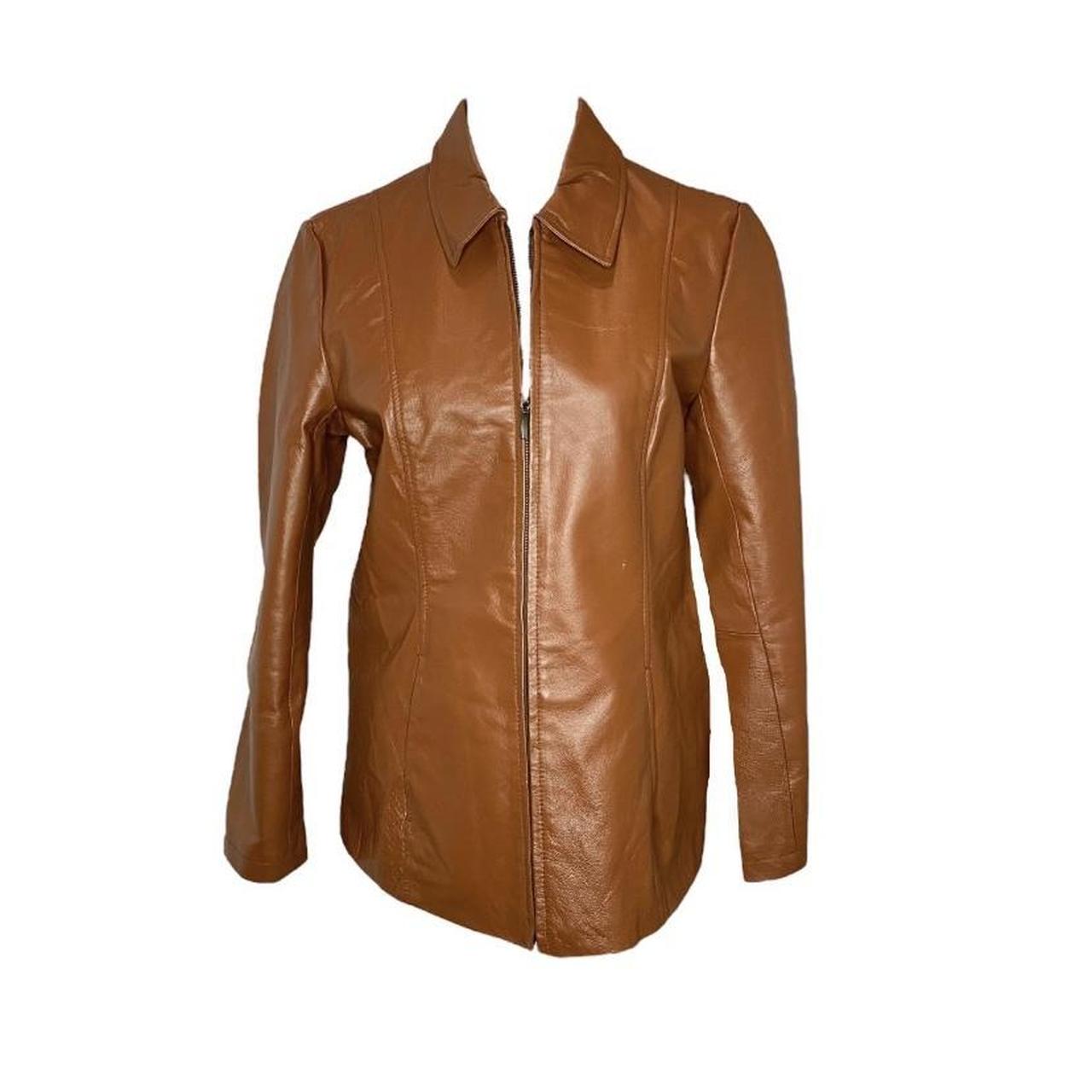 Brown Tan Leather ZipUp Jacket Brand... Depop