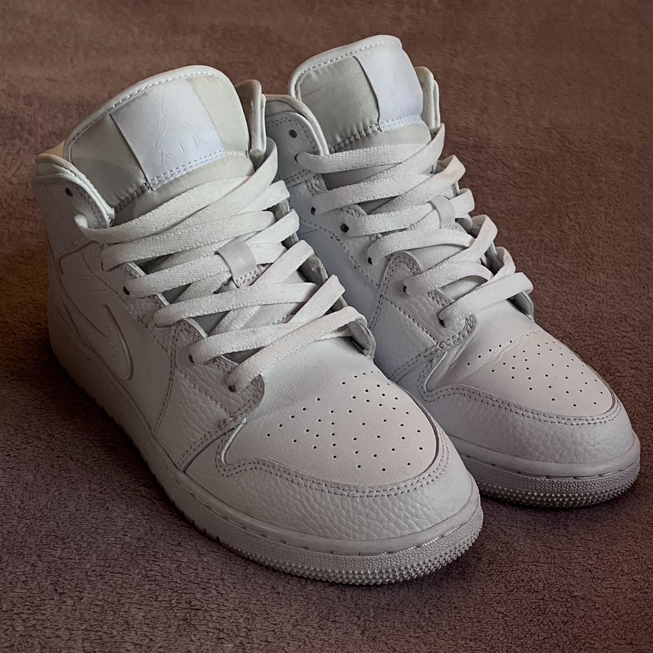 Nike Air Jordan 1 Mid Triple White | Size UK 5 |... - Depop