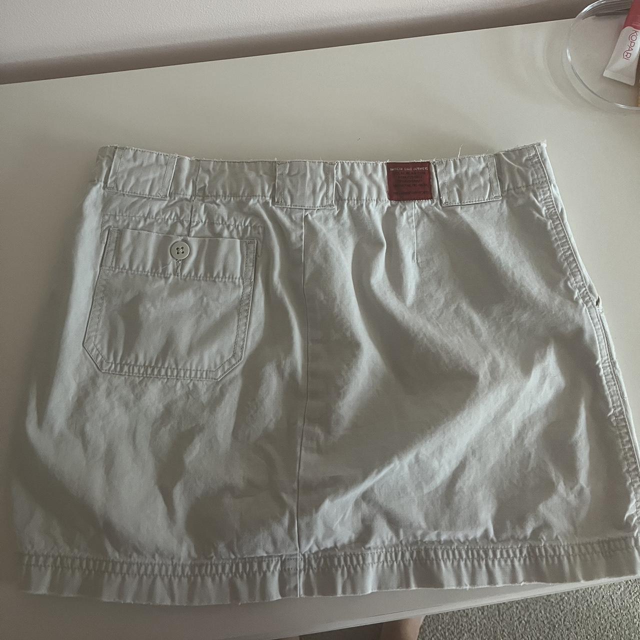 Vintage American eagle mini skirt Off white/grey/tan... - Depop