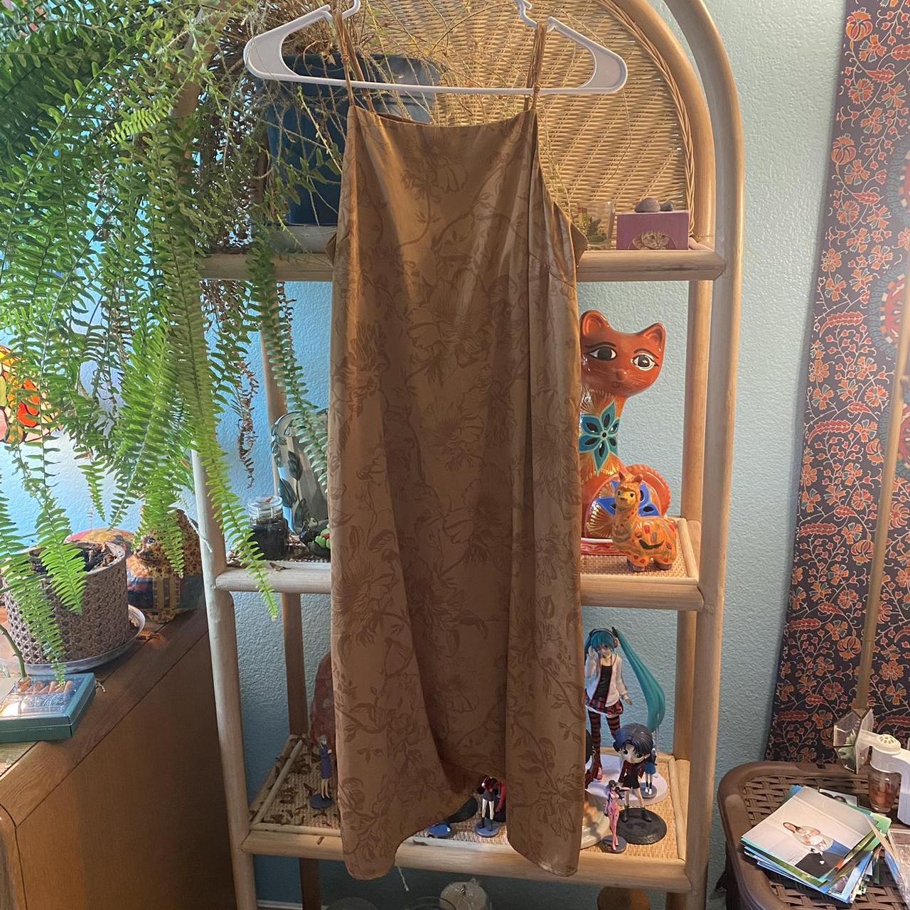 Stars Above Women's Tan and Gold Dress Depop