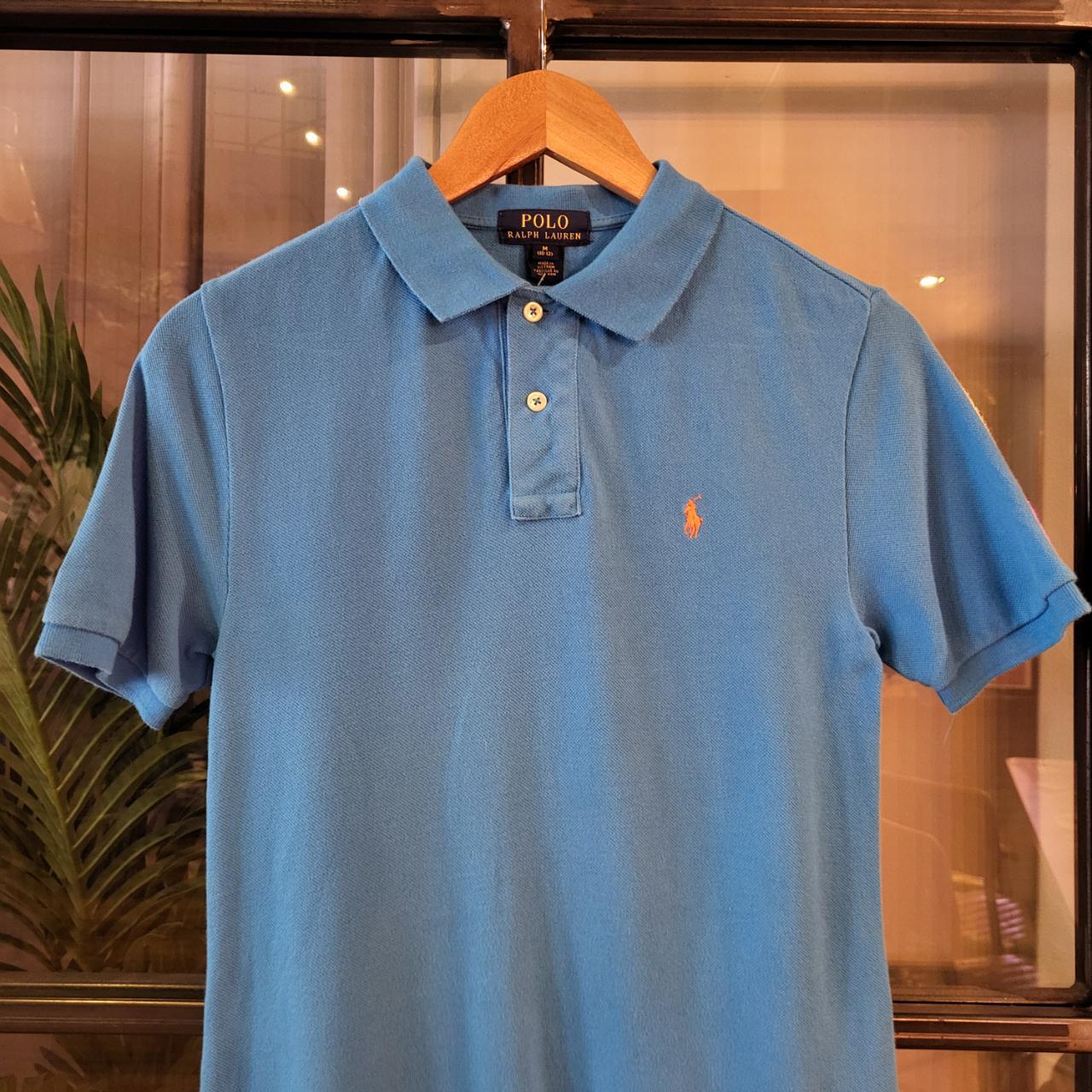 POL006 Vintage Ralph Lauren Blue block Polo Shirt. Depop