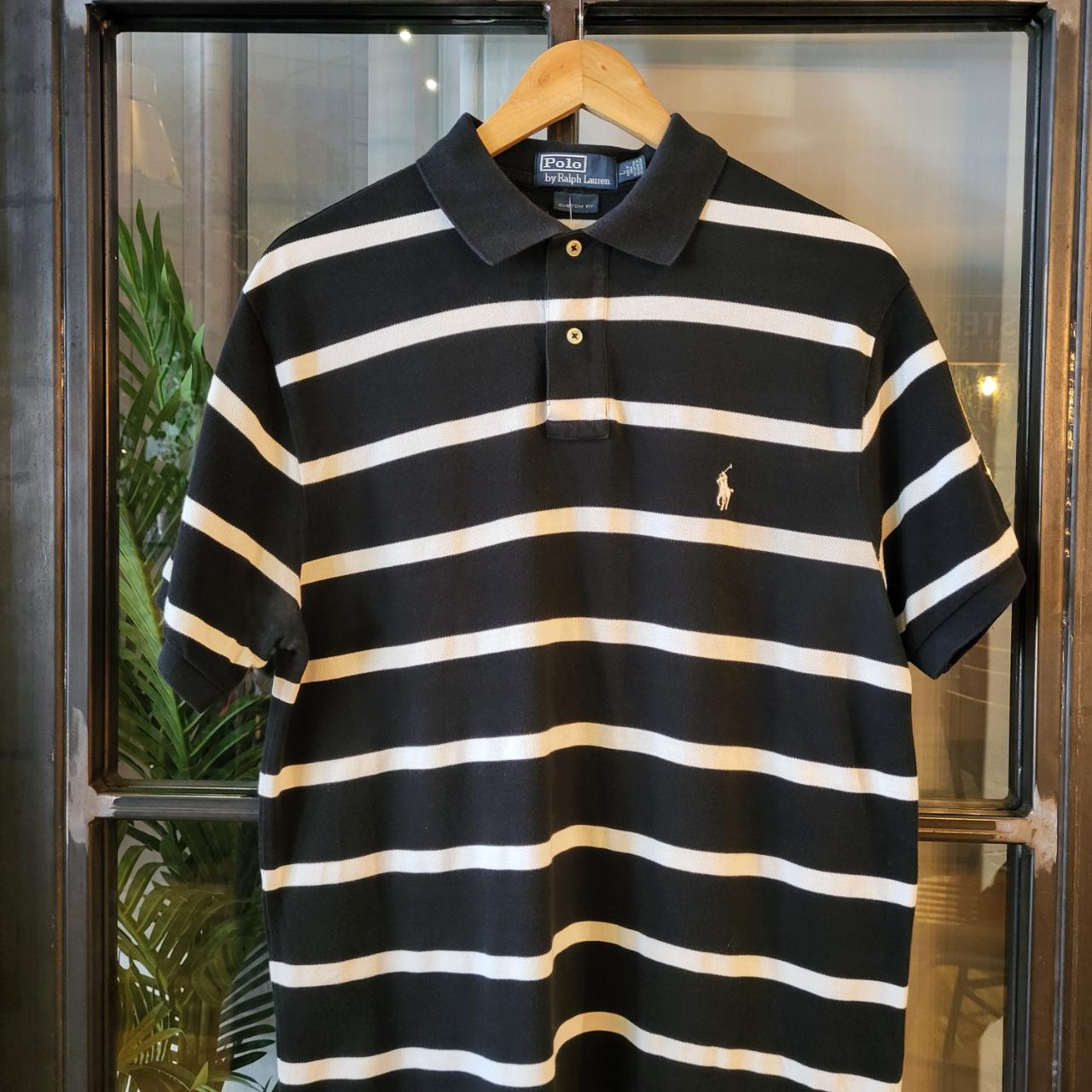 POL016 Vintage Ralph Lauren black White Stripe. Depop