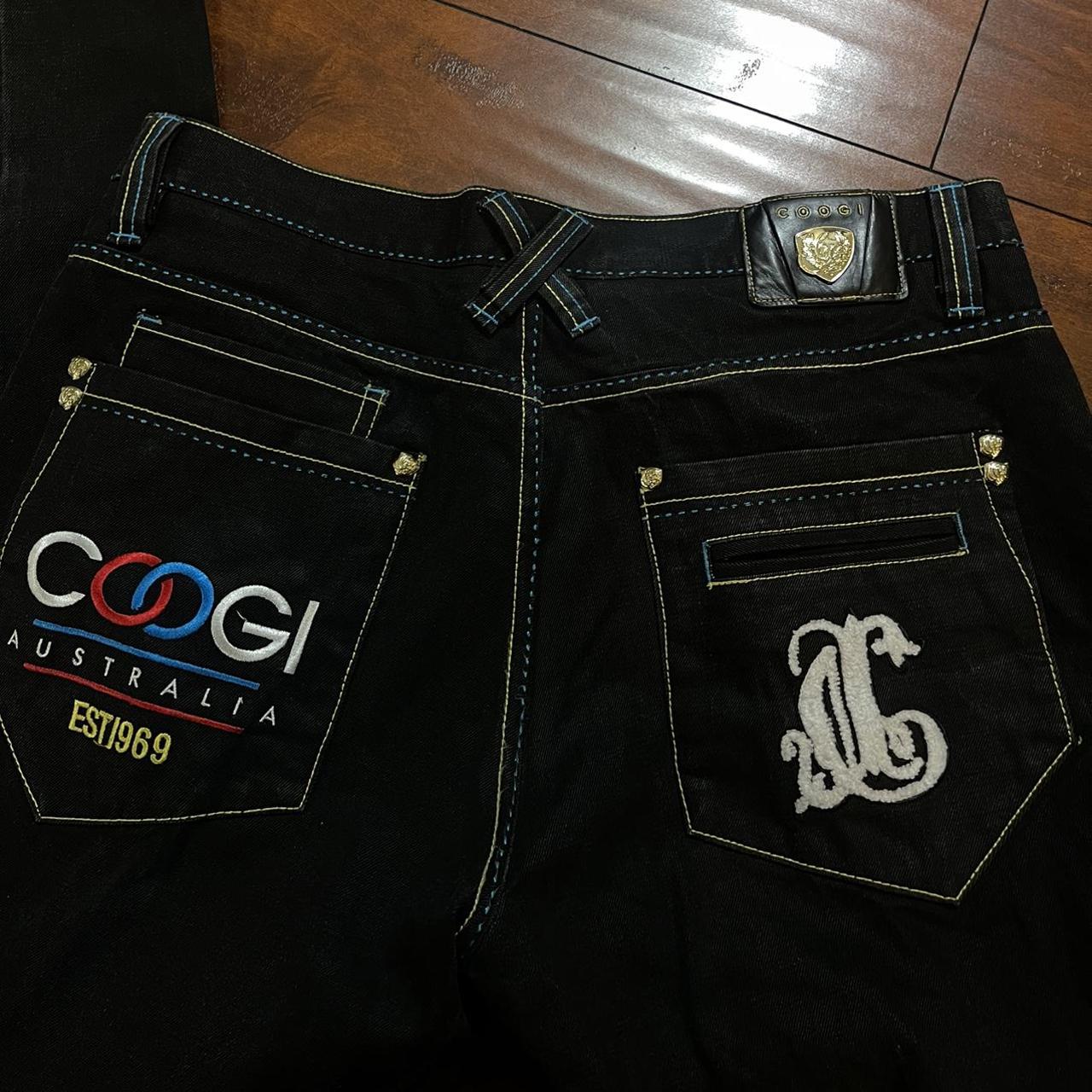 Coogi Men's Blue and Black Jeans | Depop